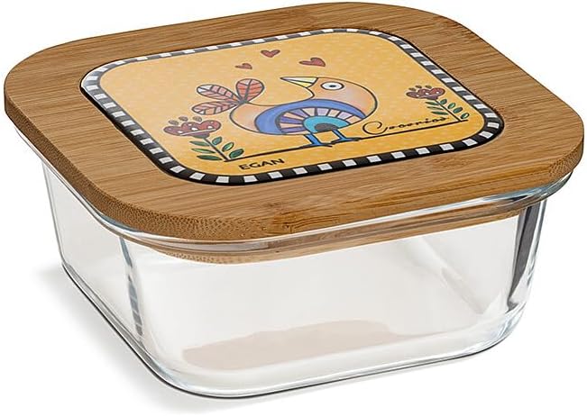 Egan Container Cocoricò Yellow 13x6.5 CM – Glass, Bamboo, and Ceramic