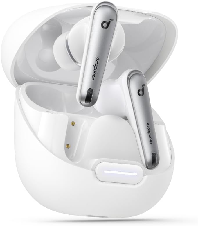 Soundcore by Anker Liberty 4 NC Adaptive Noise Cancelling Earbuds, 98.5% Noise Reduction to Ears and Environment, Hi-Res Sound, 50H Battery, Wireless Charging, Bluetooth 5.3, White