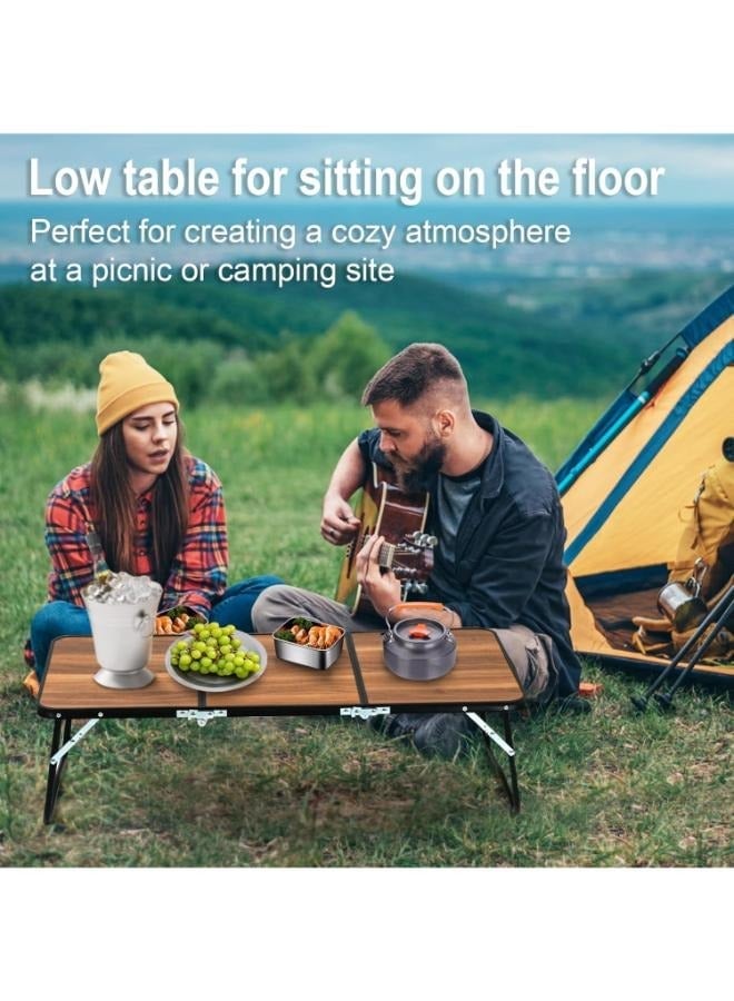90*40cm 3 Folding Beach Table with Handles for Outdoor Cooking BBQ Camping Traveling and Party Use