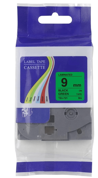 Tze-721  Label Tape Black/Green