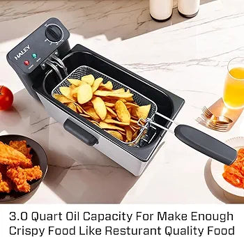 Deep Fryer 4L 2000W with View Window and Stainless Steel Lid for Home, Kitchen.2-Year Warranty,