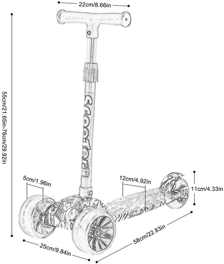 e World Kick Scooter for Kids, 3 Wheels Toddlers Scooter for 6 Years Old Boys Girls Learn to Steer - Kids Scooter with Adjustable Height, Extra-Wide Deck, Flashing Wheel Lights.