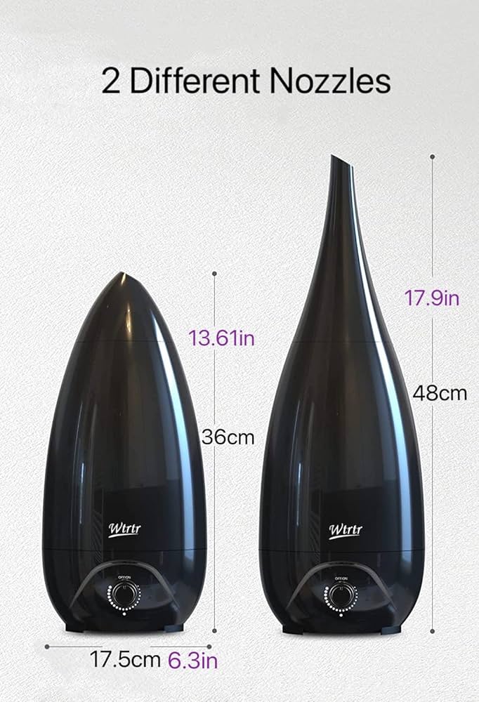 Humidifiers for Bedroom, Vase Design 2 Nozzle, Essential Oil Air Diffuser,Plant Humidifier Desktop Modern Room Decoration Man Woman Gift (Black)