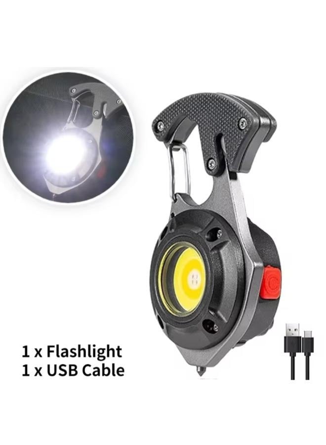 Rechargeable Power Display Strong Light Camping Lamp Bottle Opener Led Portable LED Work Light Keychain Flashlight