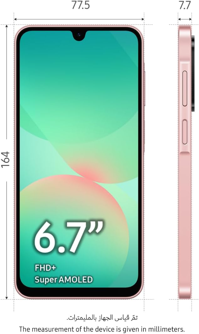 Samsung Galaxy A26 5G, Android Smartphone, 128GB Storage, 6GB RAM, Peach Pink, 50MP Camera, Large Display, Long Battery Life (UAE Version)
