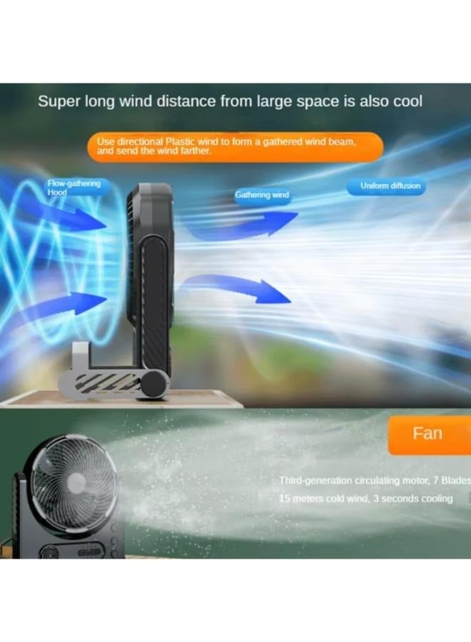 Camping Fan with LED Lighting Rechargeable Desktop Portable Circulator Outdoor Fan Shake Electric Fan 15000mAh