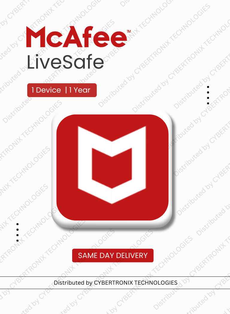McAfee LiveSafe | 1 Device for 1 Year | Digital License | Same Day Delivery