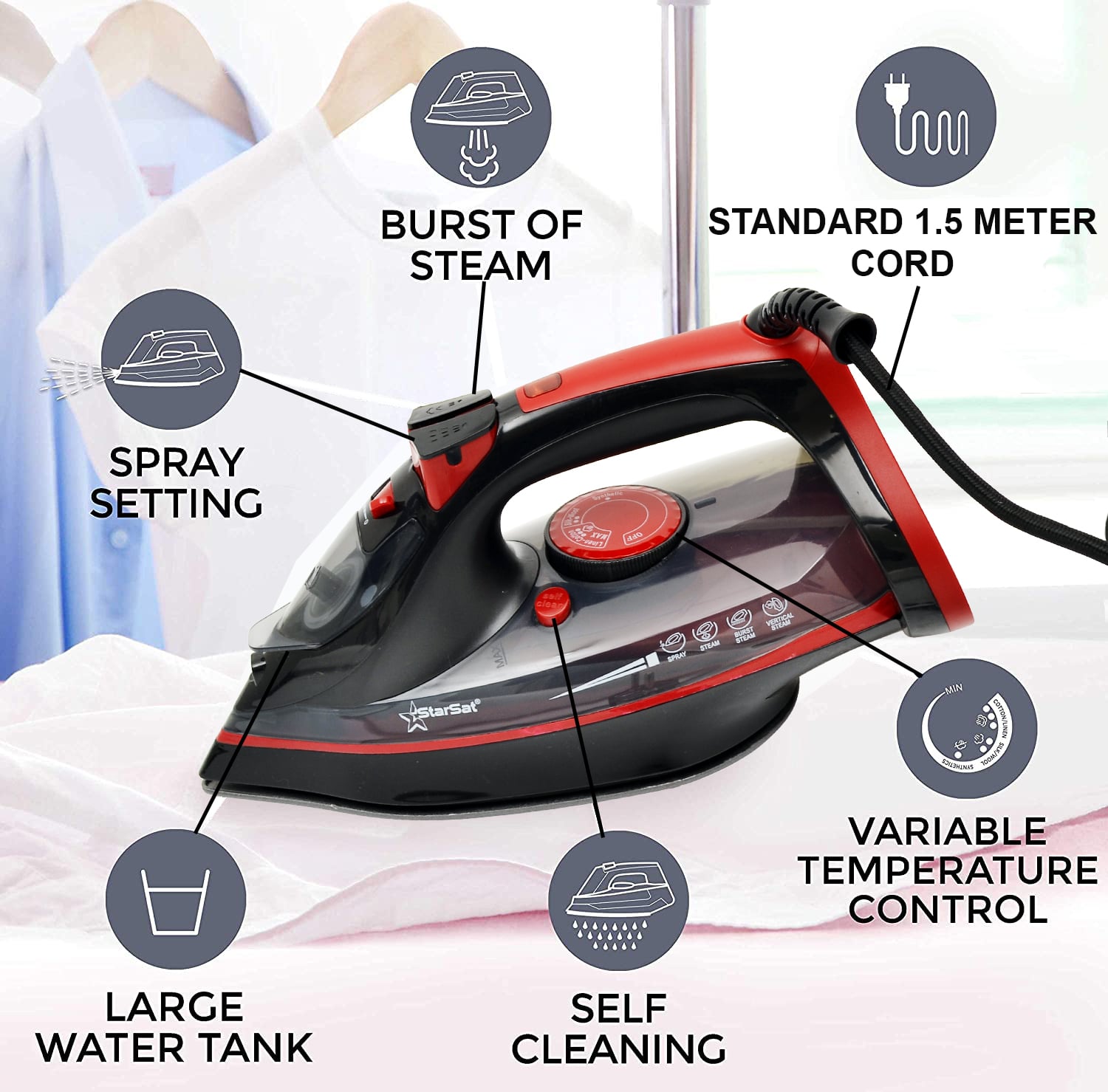 SS-IR850 220-240V 50/660Hz 2200W Non-Stick Coating Soleplate iron