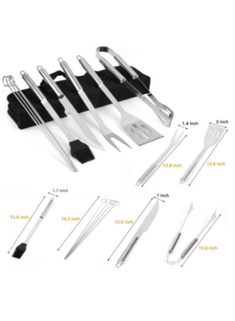 Heavy Duty BBQ Grilling Tools Set-9 Piece Stainless Steel Barbecue Grilling Accessories with Storage Case, Spatula, Tongs, Skewers, Forks,Knife and Basting Brush,Well for Outdoor Party