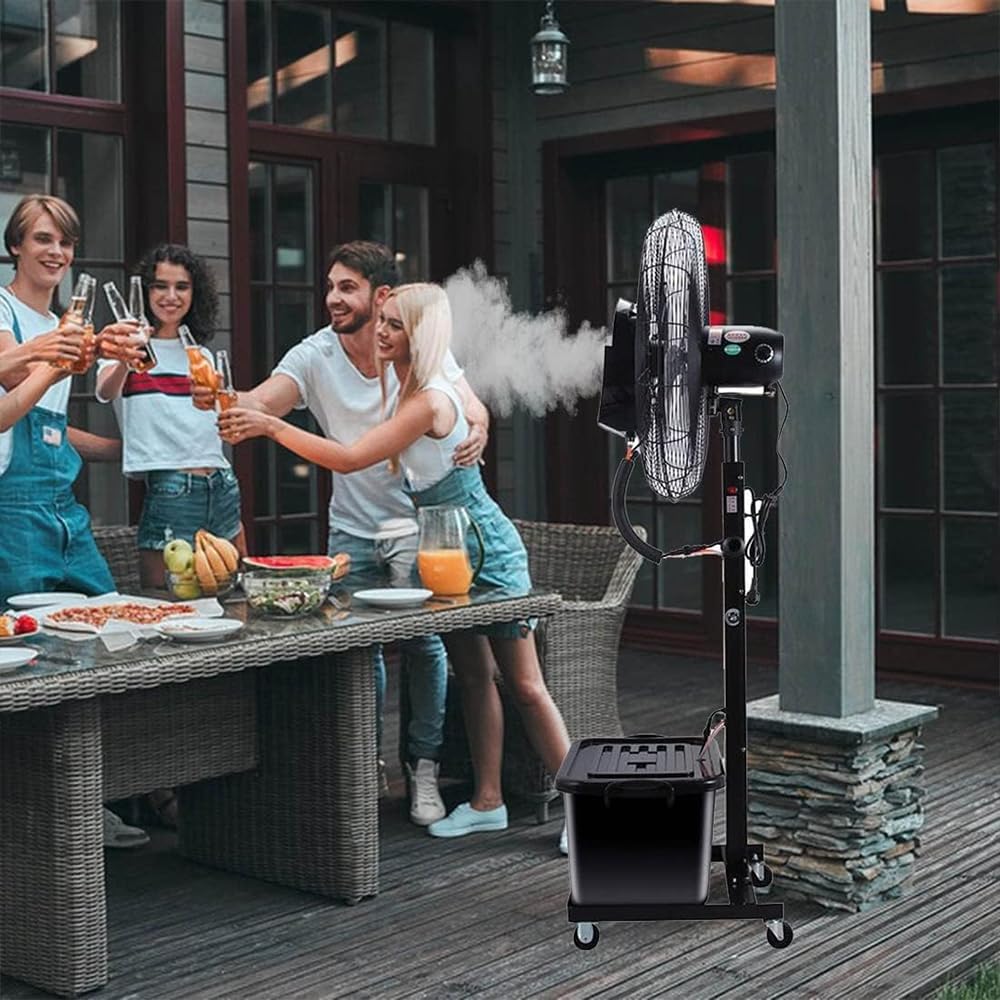Water Tank Misting Fan, Heavy Duty Industrial Pedestal Fan, Outdoor Cooling Standing Fans, for Restaurant Patio Camping,65cm/26in