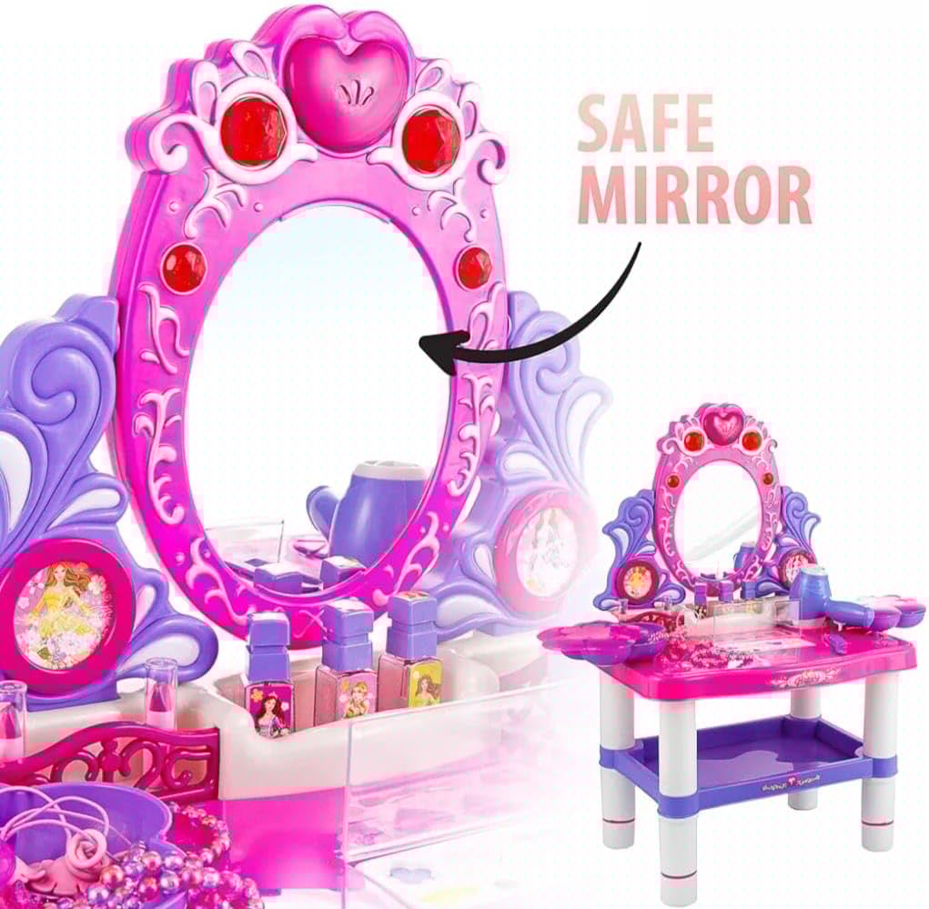 Beauty Dresser Vanity Makeup Play Set Girls dressing table with mirror and music