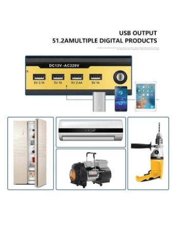 محول طاقة شمسية عالي الطاقة 2200 واط DC12V-AC220V، عاكس موجة جيبية، مروحة تبريد مدمجة، منافذ تيار متردد ومنافذ شحن USB مثالية