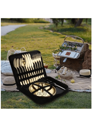 all in one picnic travel backpack plates cutlery set 20Pcs Portable Camping Cutlery Set Portable Stainless Steel Tableware