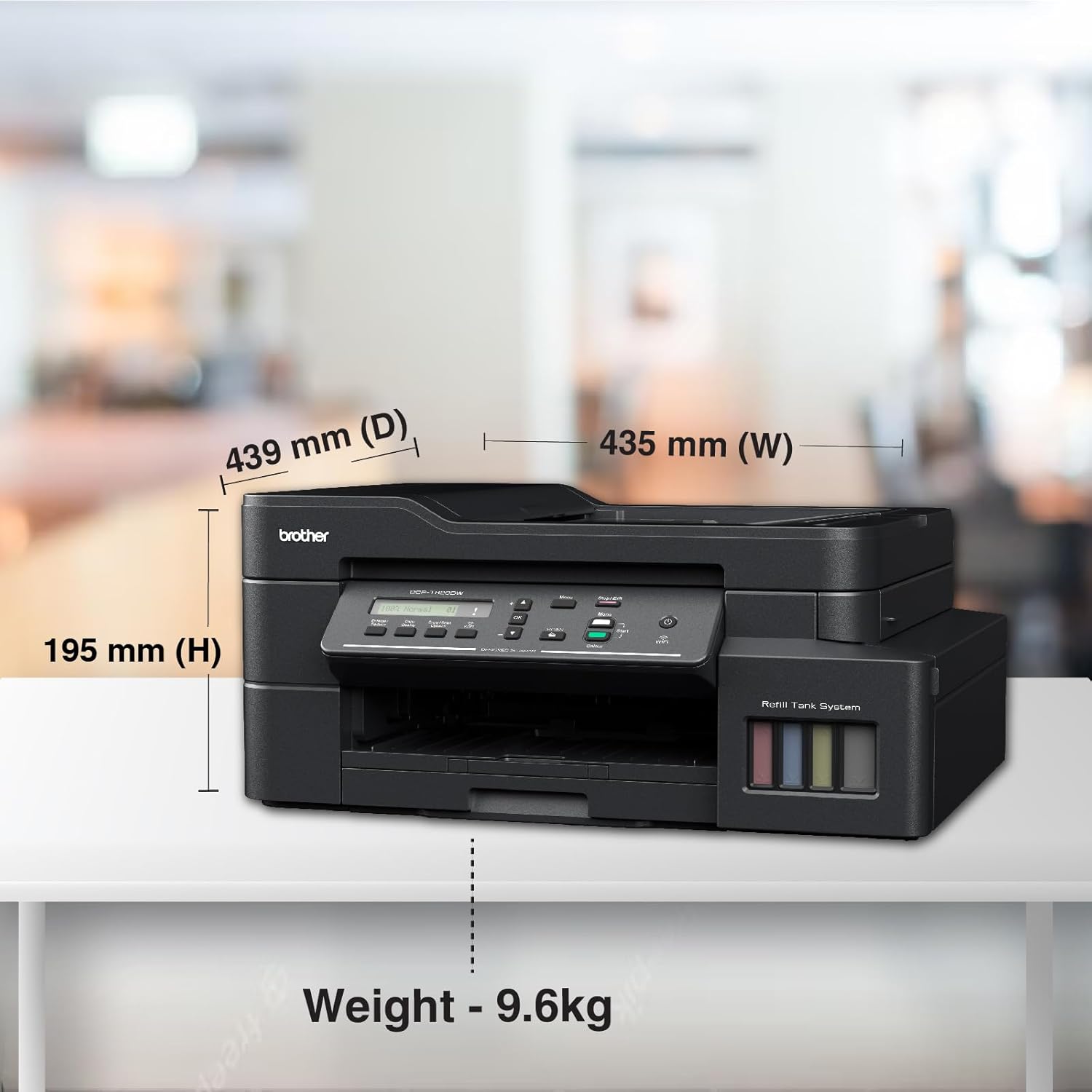 طابعة نفث الحبر الملونة اللاسلكية DCP-T820DW 3 في 1 مع نظام خزان إعادة التعبئة باللون الأسود 