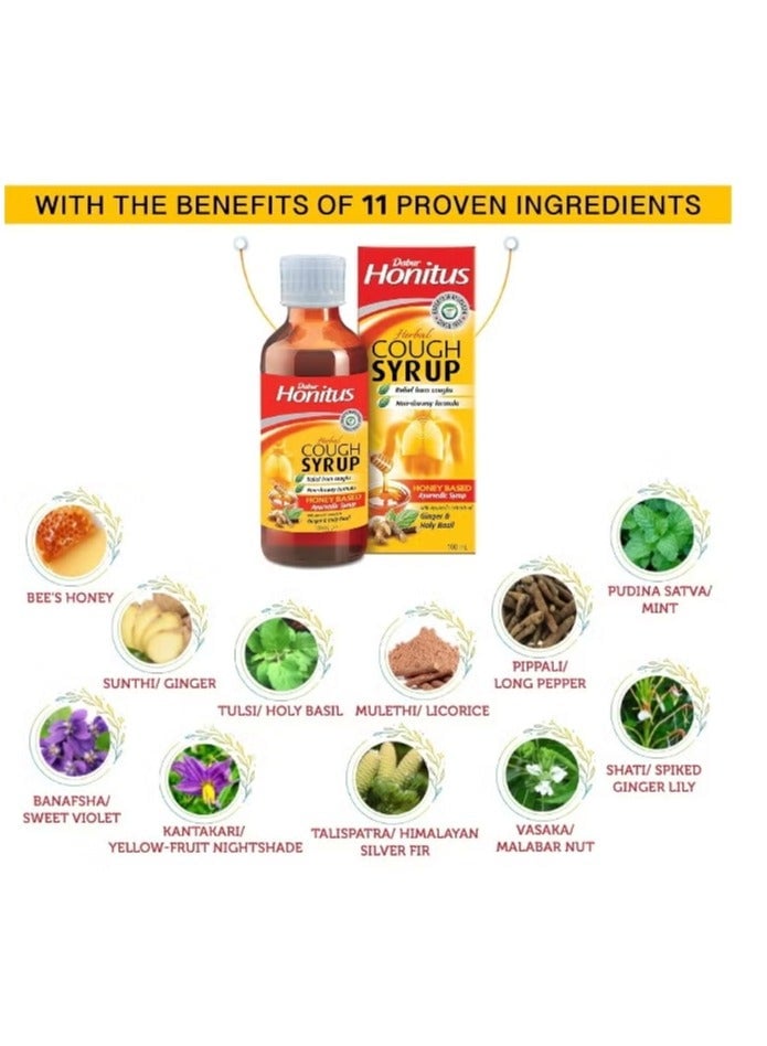Honitus Cough Syrup Relief from Cough Non Drowsy Formula Ginger & Holy Basil 100ml