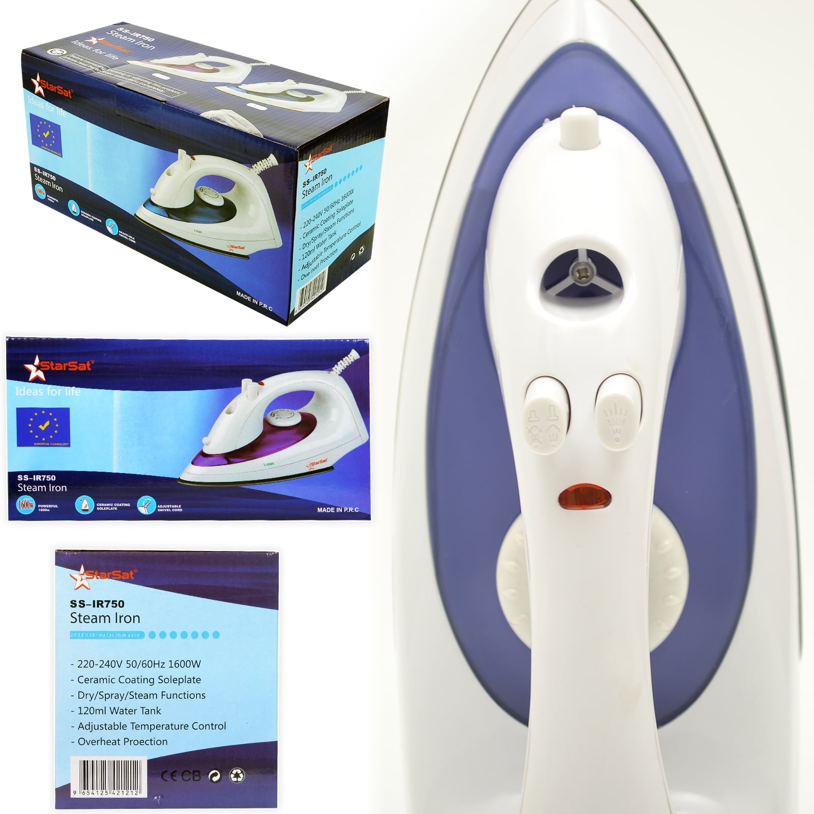 SS-IR750 220-240 فولت 50/660 هرتز 1600 وات حديد مطلي بالسيراميك 
