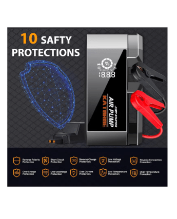 Ultimate Car Jump Starter with Air Compressor – 4000A Peak Power for Fast and Reliable Starts, 160 PSI Air Compressor, Quick Charge 3.0, Large Display, and Multi-Mode Flashlight for Enhanced Safety