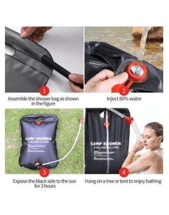 20L Portable Camping Shower Bag with Removable Hose and On-off Switchable Shower Head Perfect For Outdoor Camping and Traveling