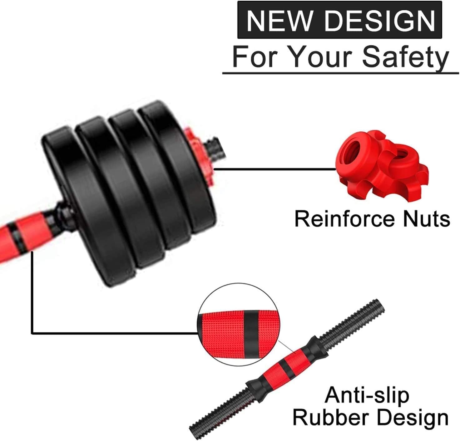 E world unbox happiness EWORLD 20kg dumbbell and Barbell Set Weightlifting fitness black cement steel rubber adjustable 20kgdumbbell and Barbell Set 2 in 1