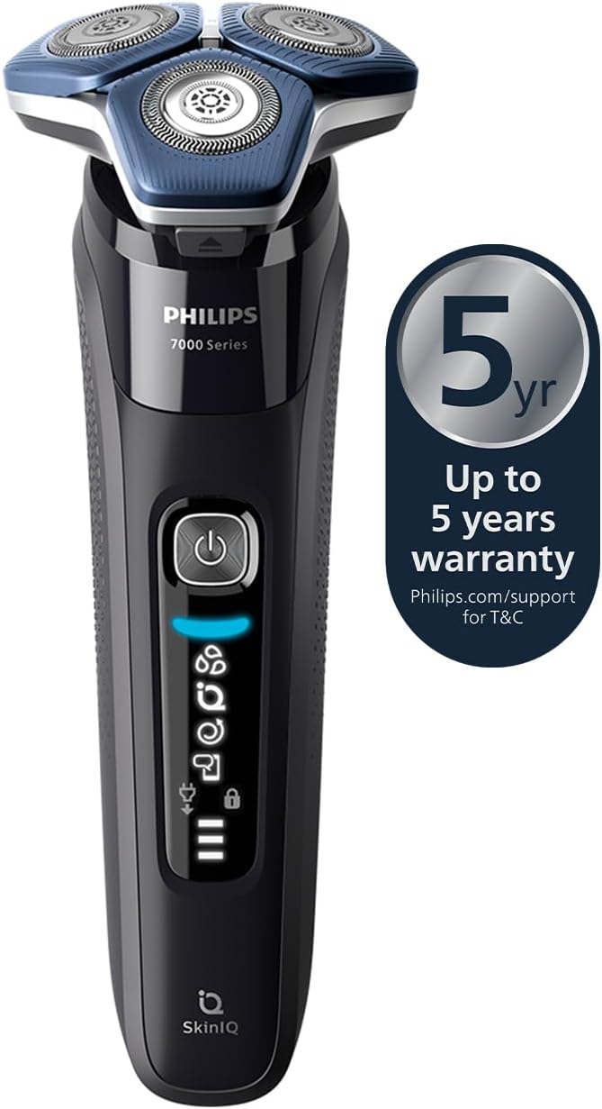 Shaver S7886/35 Wet And Dry Use Smart SkinIQ Tech for a Close, Comfortable Shave Flexible Heads, Motion Control Sensor 60min Cordless Use, Travel Case Included Black