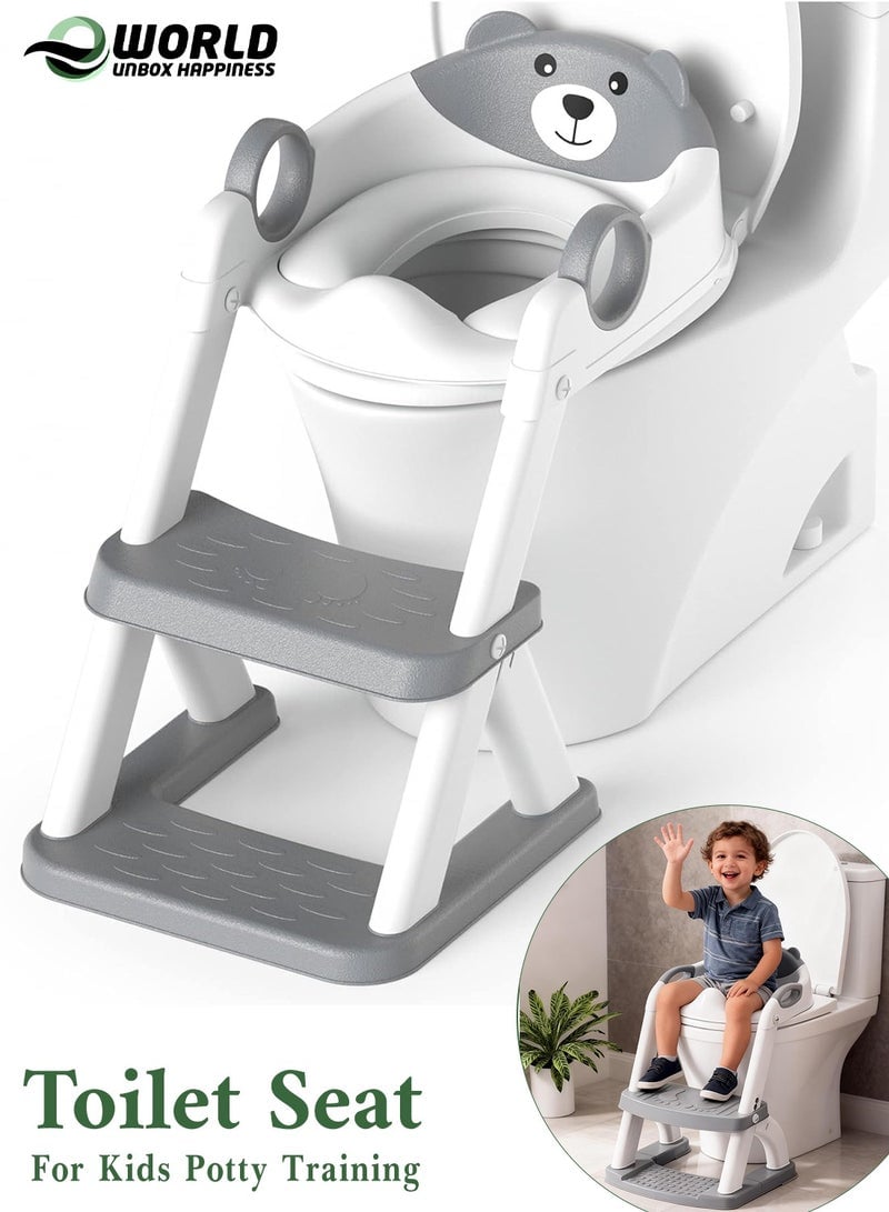 Eworld 2-in-1 Adjustable Potty Training Seat with Step Stool for Toddlers | Anti-Slip Design, Soft Cushion & Splash Guard | Fits All Standard Toilets