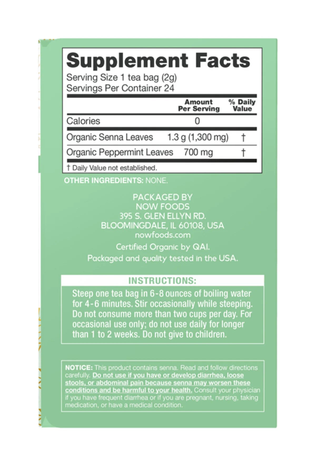 Organic Senna Mint 24 Tea Bags