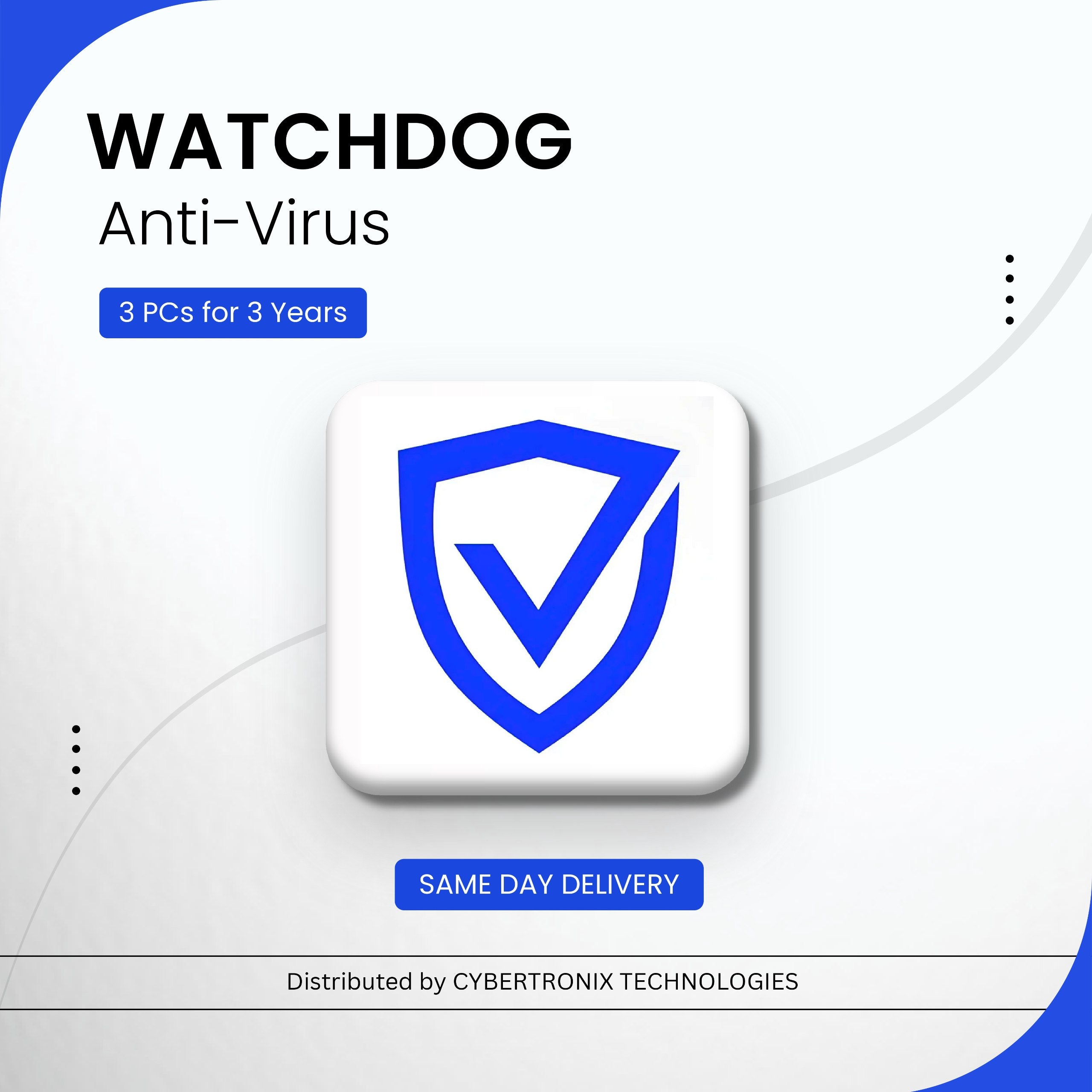 Watchdog Anti-Virus | 3 PCs for 3 Years | Digital License | SAME DAY DELIVERY