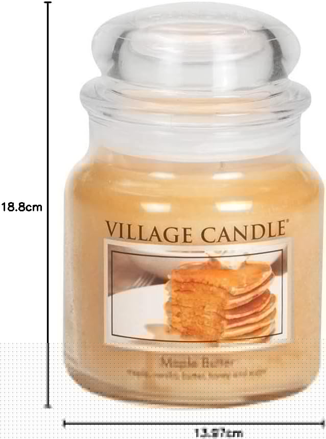 Village Candle Maple Butter Medium Glass Apothecary Jar Scented Candle, 13.75 oz, Yellow