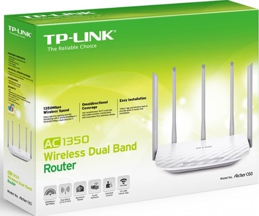 Archer C60 Wi-Fi Router Wireless Dual Band AC1350 White