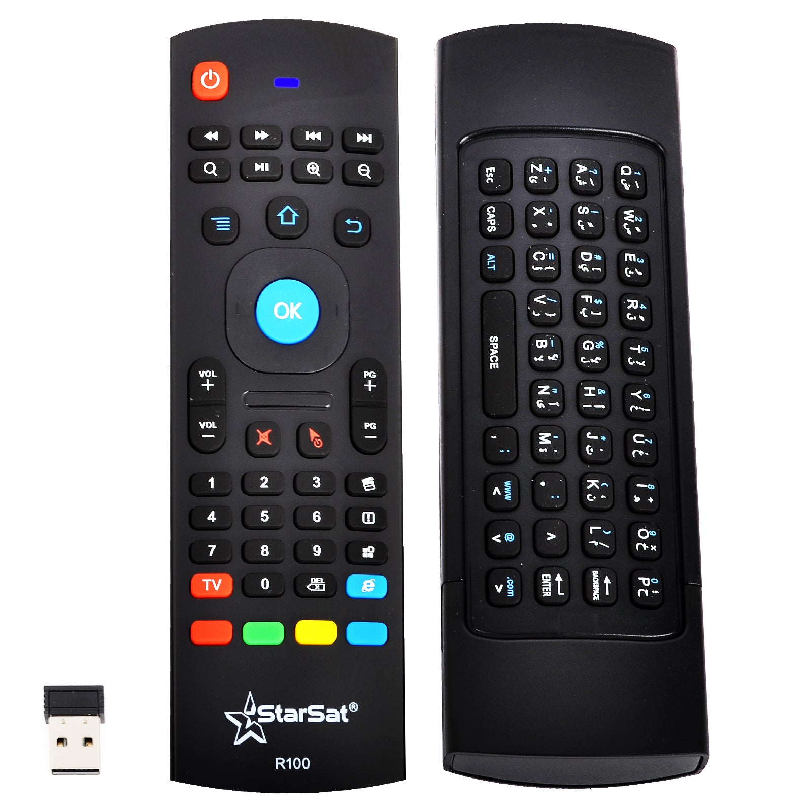 لوحة مفاتيح لاسلكية StarSat R100 2.4 جيجا هرتز Air Mouse، مستشعر حركة لأجهزة Android وWindows وMac وLinux