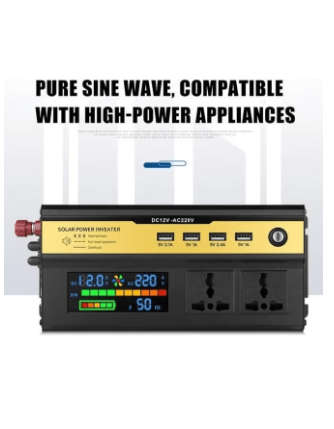 2200W Car Power Inverter - 12V to 220V DC to AC Converter, Dual USB Ports, LCD Display, Modified Sine Wave, Portable for Road Trips, Camping, Emergencies