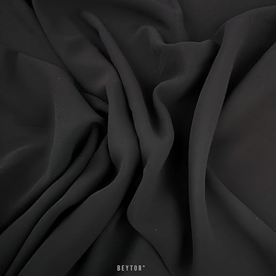 BEYTOR Premium Black Hijab Shawl for Women – 2M Long Lightweight Georgette Scarf, Soft Breathable Headscarf for Daily Wear, Muslim Modest Fashion Wrap, Elegant Plain Hijab 2M x 75cm