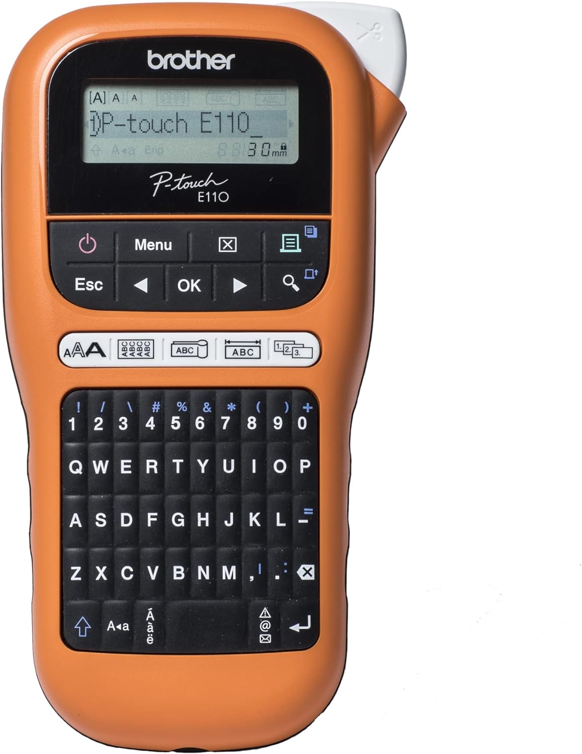طابعة ملصقات PT-E110VP برتقالي/أسود/رمادي 