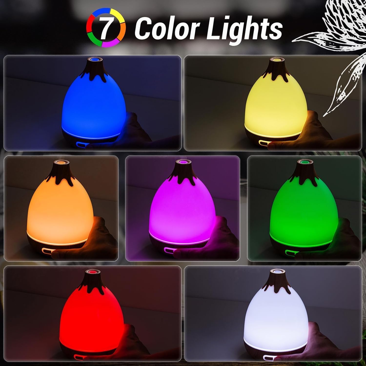 300ML Essential Oil Diffuser,Humidifie, (Yellow-H55)