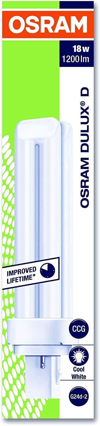 Osram Dulux D 18W G24D-2 Cool White Compact Fluorescent lamp Bulb 2-Pin - Pack of 10