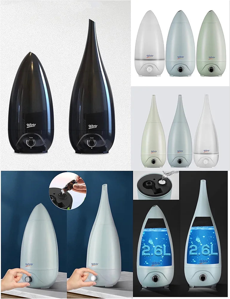 Humidifiers for Bedroom, Vase Design 2 Nozzle, Essential Oil Air Diffuser,Plant Humidifier Desktop Modern Room Decoration Man Woman Gift (Black)