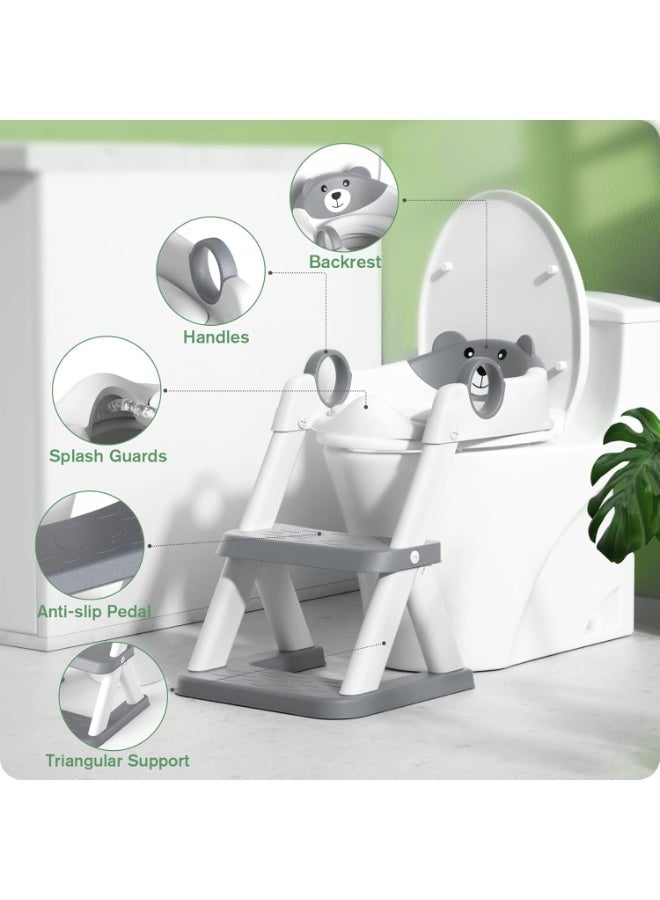 Eworld 2-in-1 Adjustable Potty Training Seat with Step Stool for Toddlers | Anti-Slip Design, Soft Cushion & Splash Guard | Fits All Standard Toilets