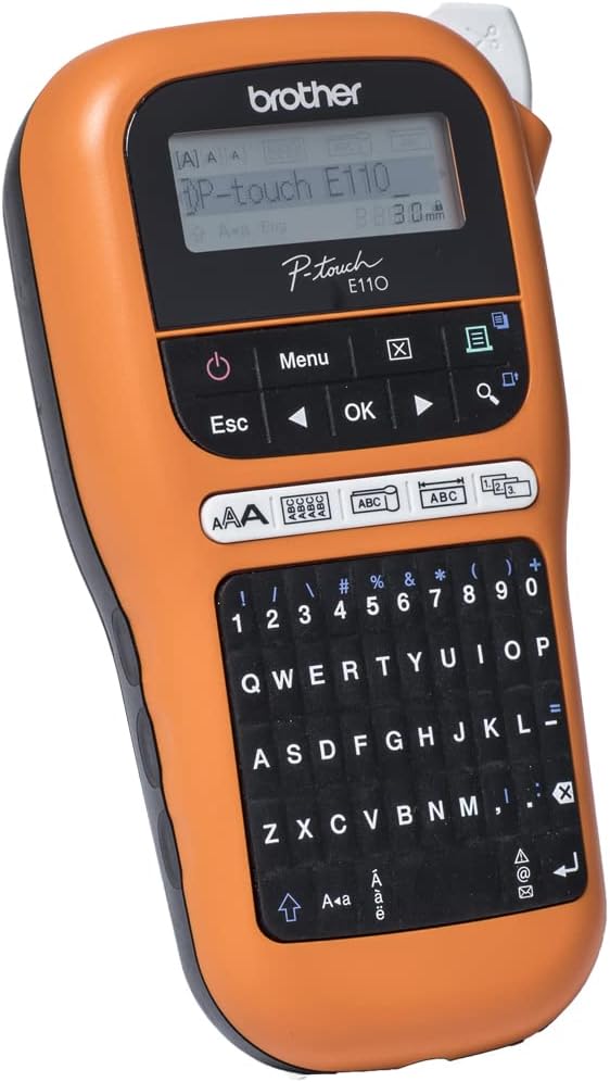 طابعة ملصقات PT-E110VP برتقالي/أسود/رمادي 