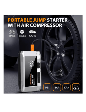 Ultimate Car Jump Starter with Air Compressor – 4000A Peak Power for Fast and Reliable Starts, 160 PSI Air Compressor, Quick Charge 3.0, Large Display, and Multi-Mode Flashlight for Enhanced Safety