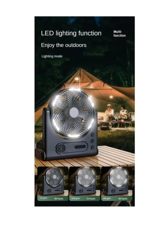 Camping Fan with LED Lighting Rechargeable Desktop Portable Circulator Outdoor Fan Shake Electric Fan 15000mAh