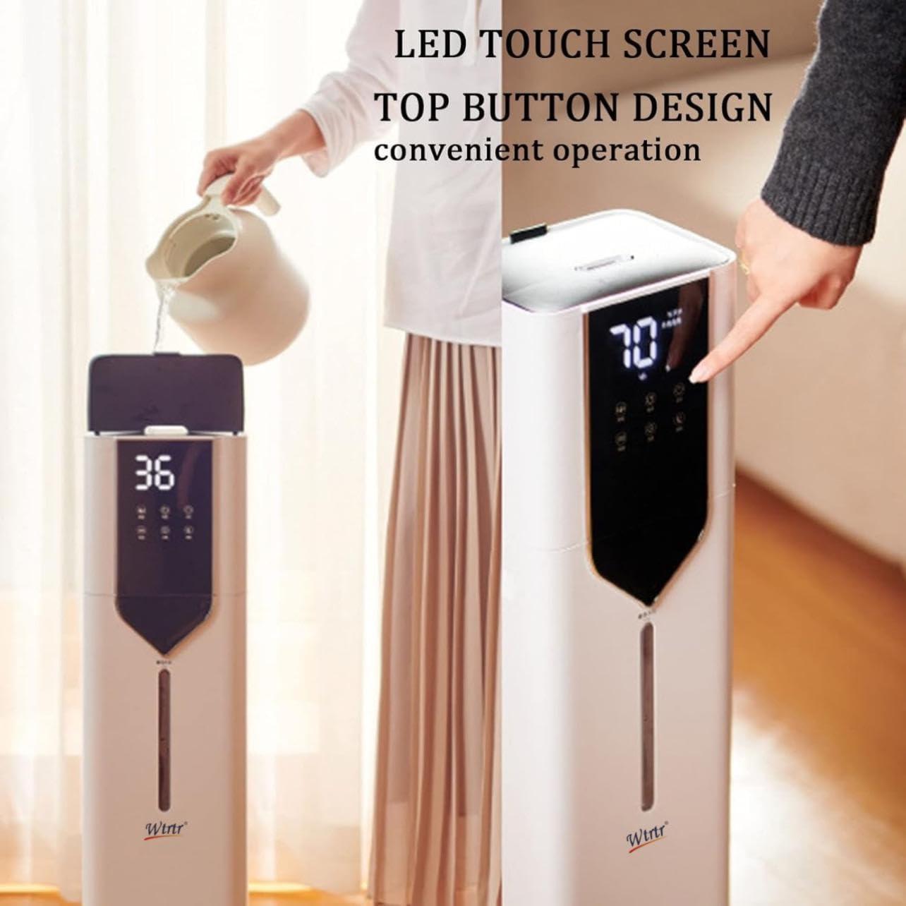 9L-10L Humidifiers, Floor humidifier，Bedroom Humidifiers for Large Room with Extended Tube, Room Cool Mist Humidifier (10L)