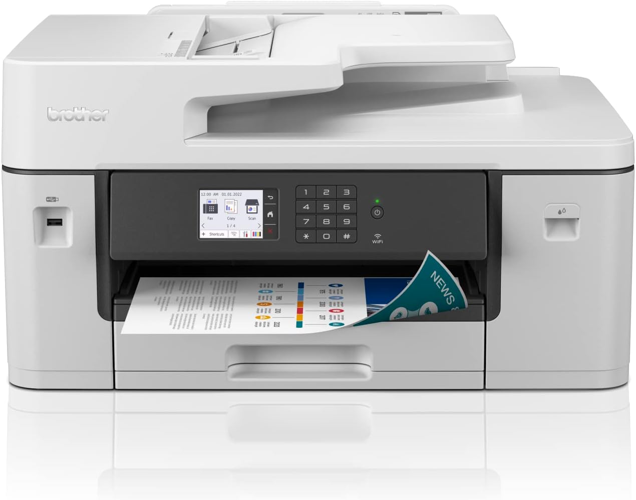 طابعة نفث الحبر للأعمال MFC-J3540DW سريعة واقتصادية مع وظائف A3 كاملة باللون الأبيض 