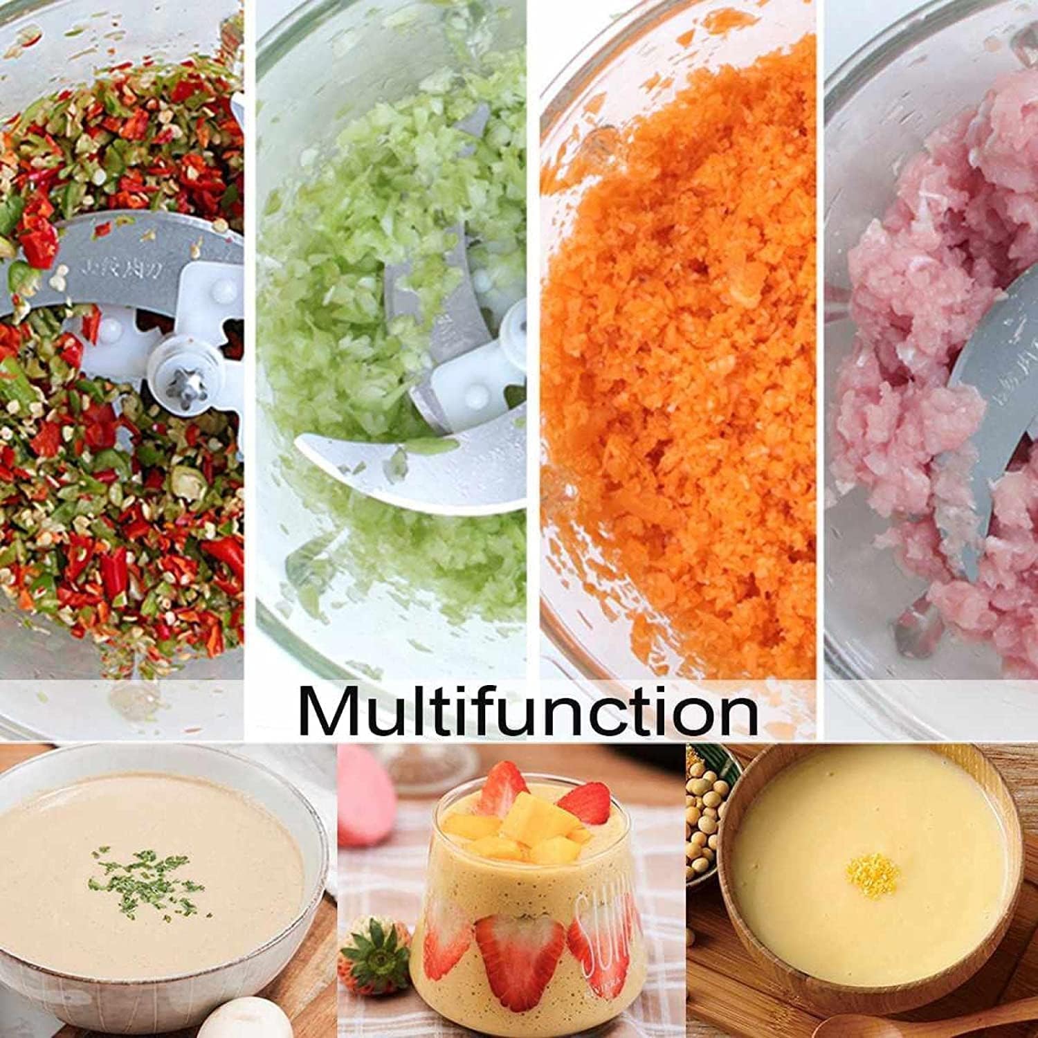 ECVV Food Chopper Meat Mincer 3L 300W Electric Meat Grinder Blender Mincer Mixer Meat Chopper Stainless Steel Electric Chopper Automatic Food Processor Machine