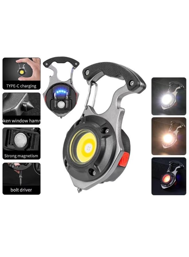 Rechargeable Power Display Strong Light Camping Lamp Bottle Opener Led Portable LED Work Light Keychain Flashlight