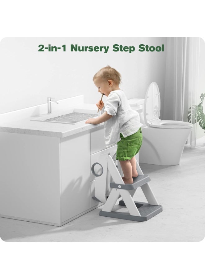 Eworld 2-in-1 Adjustable Potty Training Seat with Step Stool for Toddlers | Anti-Slip Design, Soft Cushion & Splash Guard | Fits All Standard Toilets