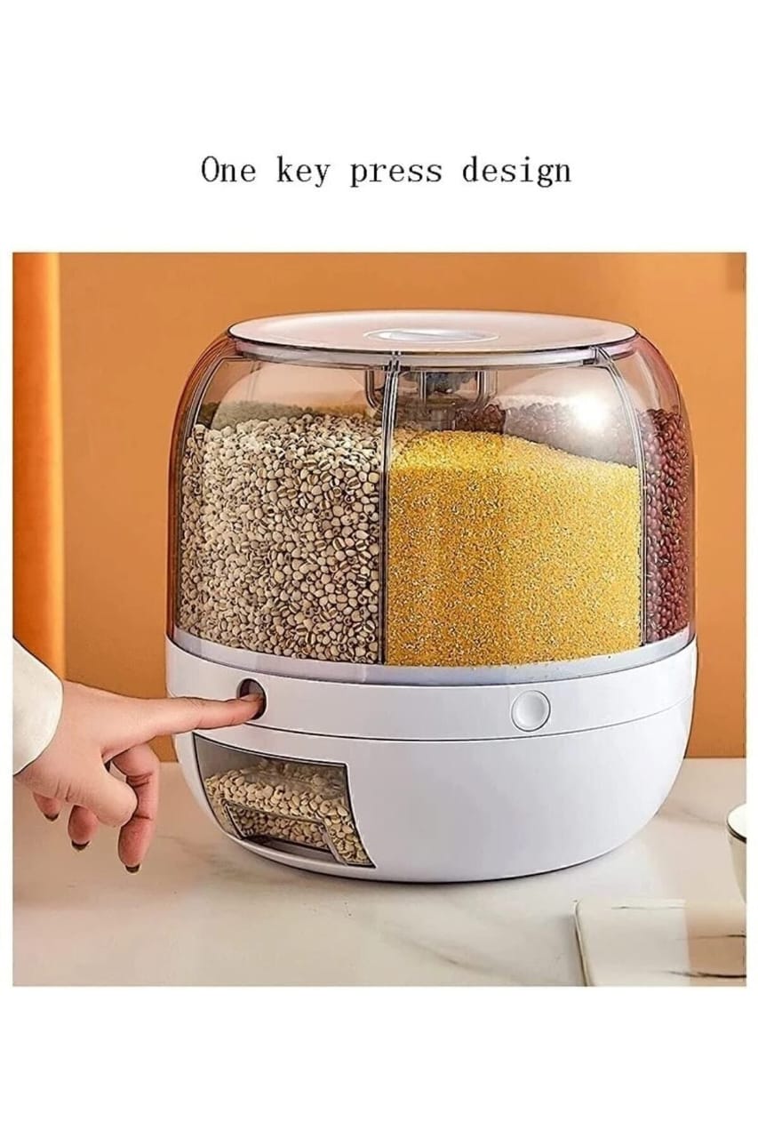 Multi-Compartment One-Touch Grain Dispenser – Rotating Dry Food Storage Container
