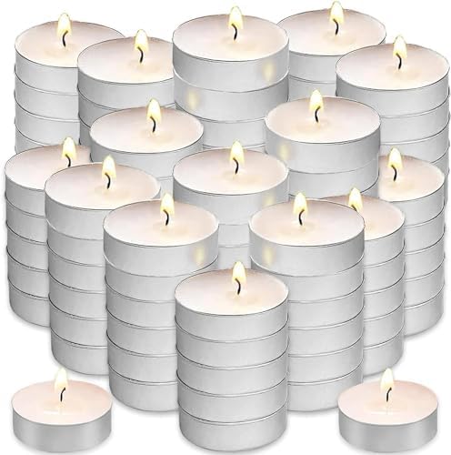 ECVV® 200 Pack Tea Lights Candles, Tealight Candles,White Smokeless Dripless Long Lasting Tea Light Candles,Tea Candles for | Weddings | Party | Shabbat | Home Decorative Tealights