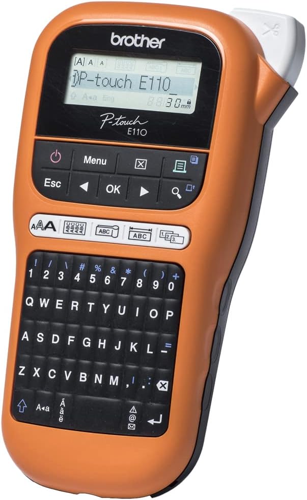 طابعة ملصقات PT-E110VP برتقالي/أسود/رمادي 