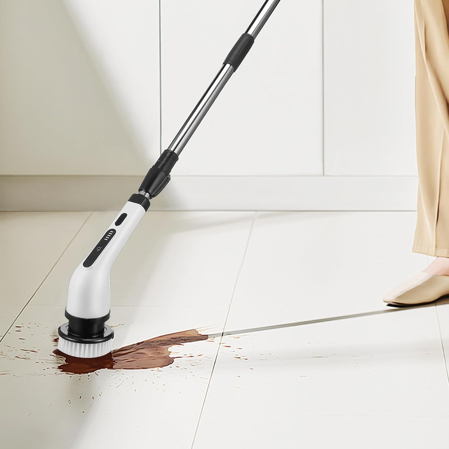 1 Set Cordless Electric Scrubbing Brush - Powerful with 8 Replaceable Brush Heads for Efficient Bathroom, , Tile, and Floor Cleaning