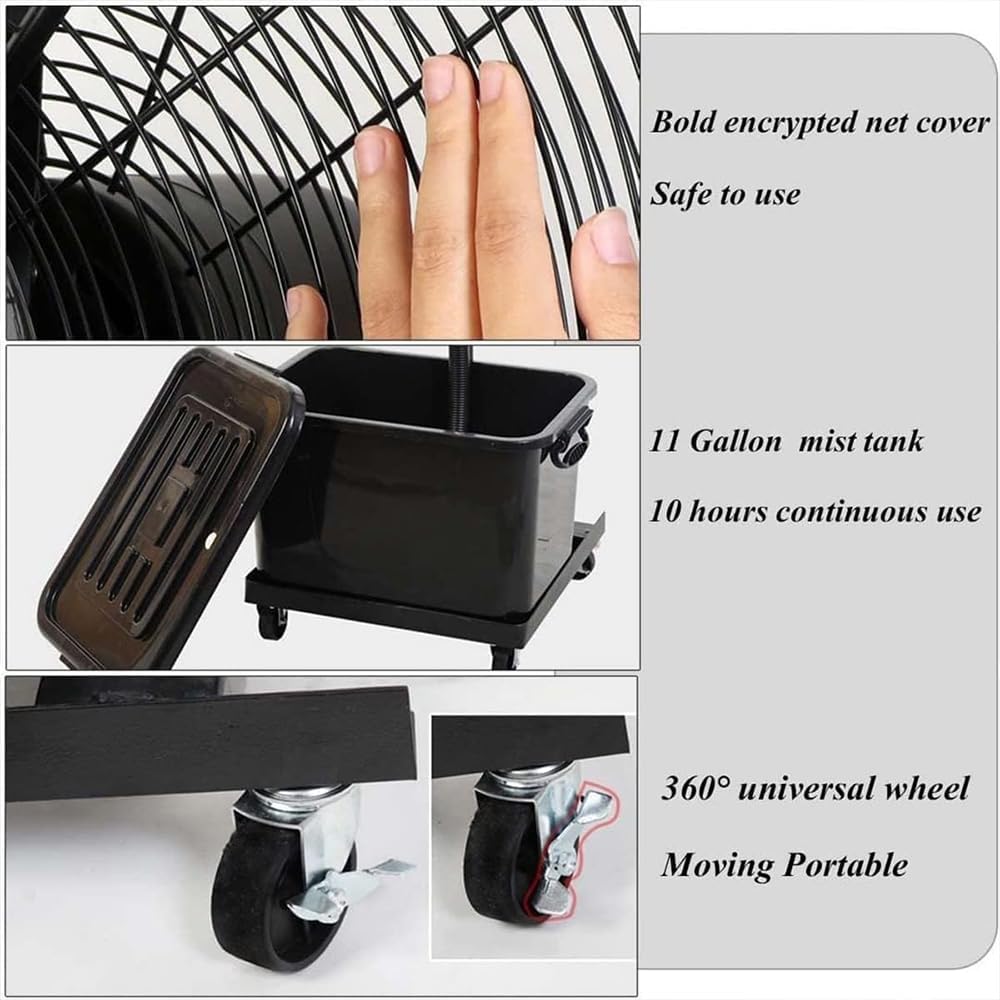 Water Tank Misting Fan, Heavy Duty Industrial Pedestal Fan, Outdoor Cooling Standing Fans, for Restaurant Patio Camping,65cm/26in